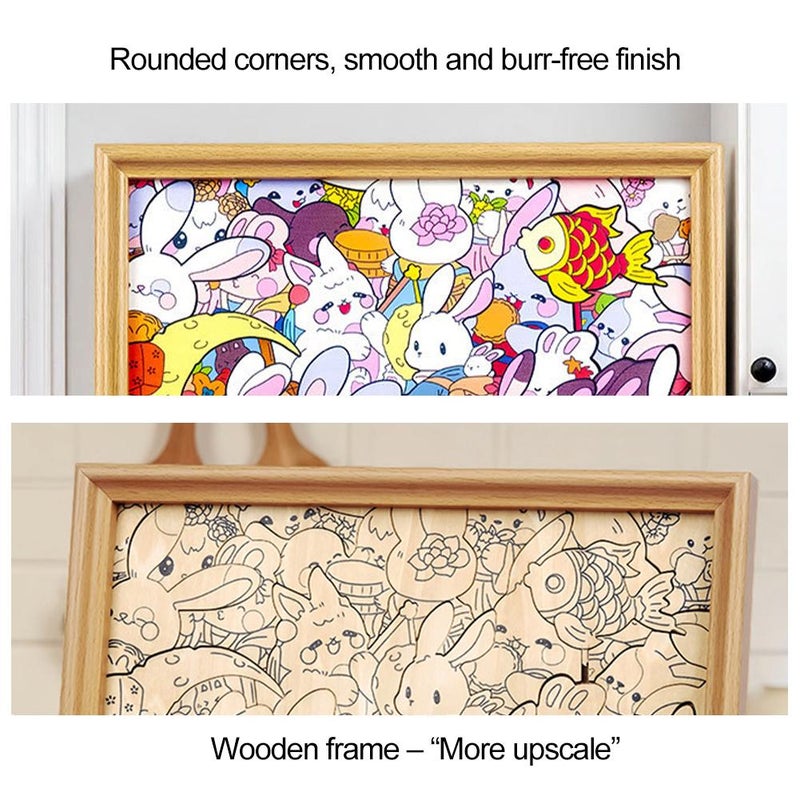 Handmade Wooden Rabbit Puzzle Set for Kids – 40 Pcs DIY Coloring Puzzle, Educational Wooden Toy, Safe & Eco-Friendly, Perfect Christmas Gift & Home Decoration (with pen) - Image 5